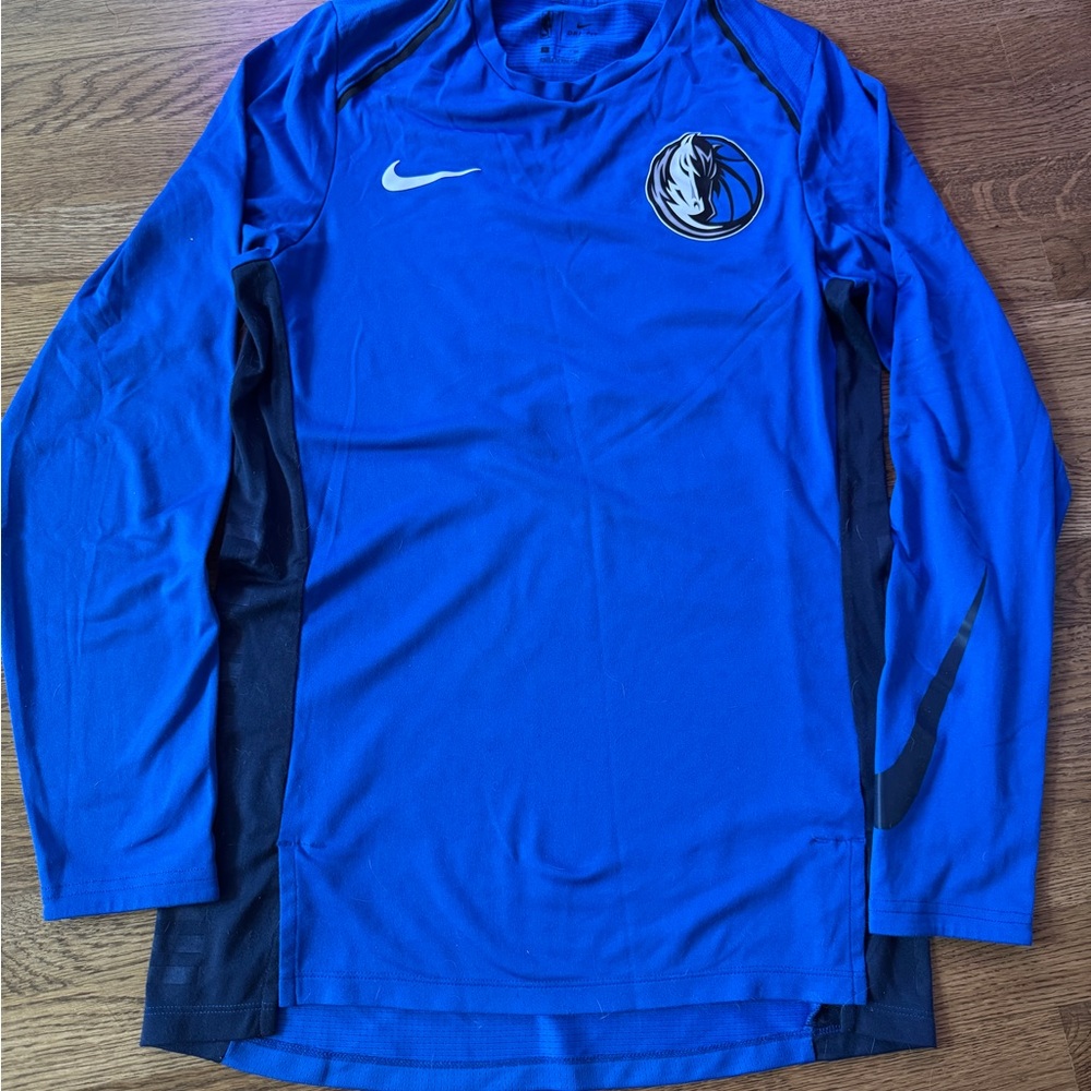 Dallas Mavericks Nike NBA Long Sleeve Shooting Shirt Blue Mens S